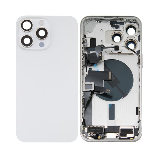 Tampa Traseira+Frame+Flex Apple iPhone 15 Pro Max com  Wireless Charge+Flashlight Flex Branco